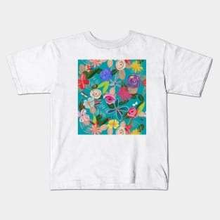 Vivid colorful botanical flowers Kids T-Shirt